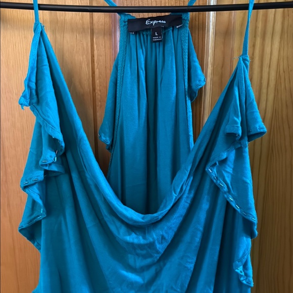 #33 - Express Blue Ruffled Racer Back Tank Top - Picture 3 of 6